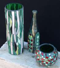 green vases